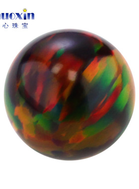 圆珠欧泊石欧珀红褐色裸石 球形珠子合成澳宝光珠无孔多彩OP20