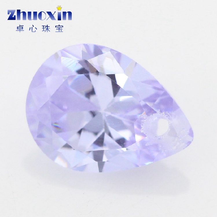 梨形变蓝色单孔裸石水滴形仿钻