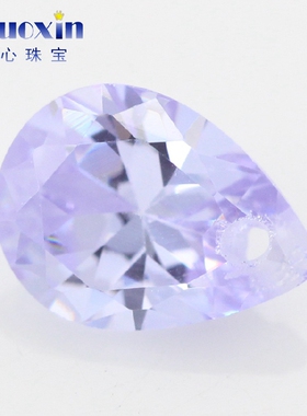 梨形变蓝色锆石单孔裸石仿钻 水滴形带孔人造变兰色宝石镶美甲钻