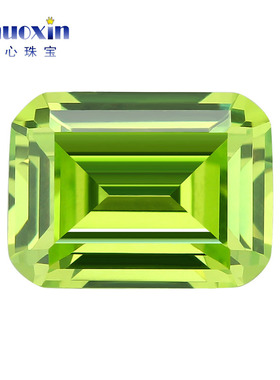果绿色合成锆石长方形主石钻裸石 祖母绿形切工倒角车平CZ仿钻石