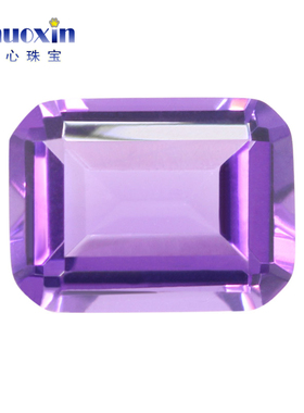 浅紫色合成紫水晶长方倒角车平裸石  祖母绿切割实验室培育紫水晶
