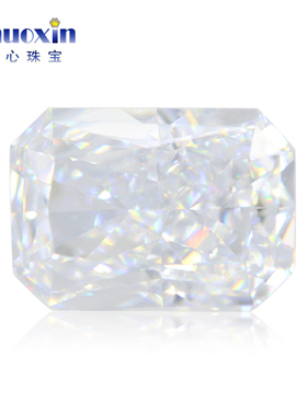 长方形倒角冰花切白色锆石裸石戒面小八角人造CZ碎冰切高碳钻主石