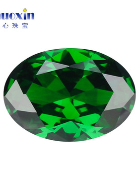 蛋形绿色锆石裸石戒面 合成祖母绿色椭圆形绿锆石绿宝石CZ钻DIY