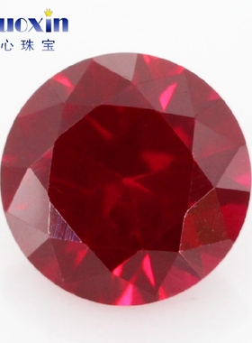 圆形8#鸽血红红刚玉原石裸石 人造Ruby合成培育红宝石戒面4-12mm