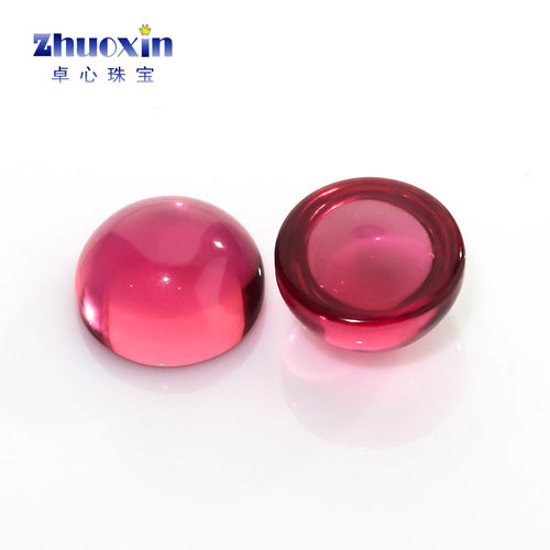 5#玫红玻素面圆形平底裸石 玫红色光面饰品钻工艺品平底钻DIY包镶