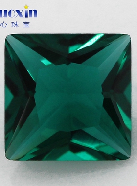 正方直角孔绿色玻璃裸石