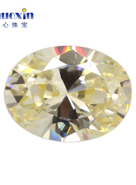 蛋形鹅黄浅柠檬黄色锆石人造裸石 椭圆形CZ散珠水晶仿钻饰品DIY