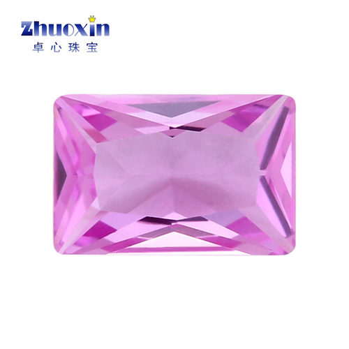 长方形直角车花2#粉刚玉裸石 合成红刚玉戒面镶耳环项链戒指宝石 - 封面