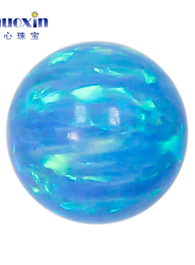 圆珠蓝色系欧泊石欧珀裸石 球形珠子合成澳宝光珠无孔#T-1