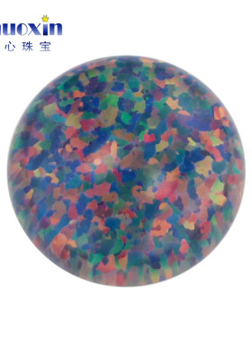 圆形多火彩人造欧泊石OPAL 平底素面灰色红彩欧珀澳宝裸石#13-1