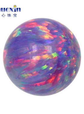 圆珠紫色粉彩欧泊欧珀裸石 光珠无孔球形珠子变彩合成澳宝OP38