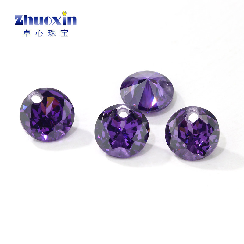 diy紫红色裸石水钻打孔耳夹散珠