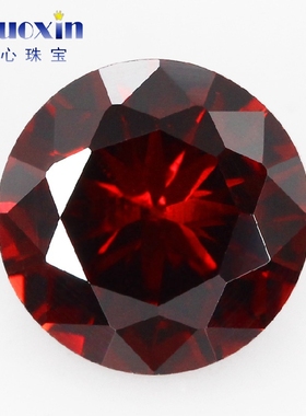 圆形深石榴红色锆石戒面裸石仿钻 人造大红色宝石主石钻3-20mm