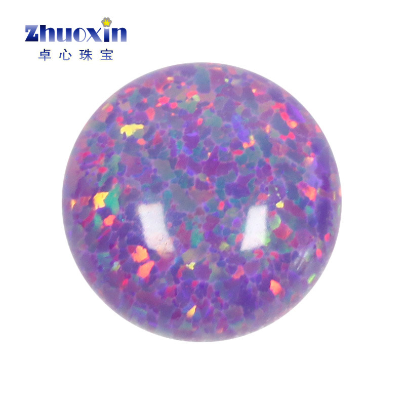 紫色红变彩圆形人造欧泊石opal 平底素面蛋面欧珀澳宝裸石op38