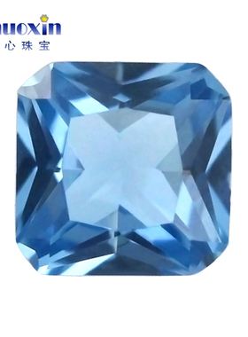 正方倒角车花120#蓝尖晶石裸石 人造合成蓝宝石镶嵌戒指戒面吊坠