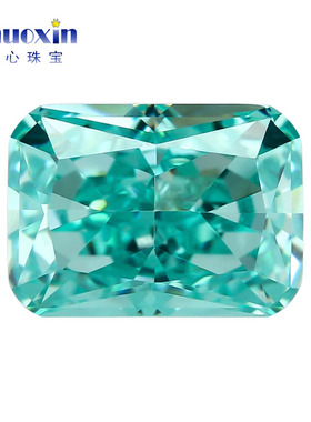 冰花切帕拉伊巴绿色高碳钻裸石 雷迪恩蓝绿主石合成锆石长方倒角