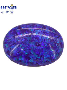 深紫色蛋形平底素面人造彩色澳宝OPAL 椭圆形弧面欧泊石主石OP52