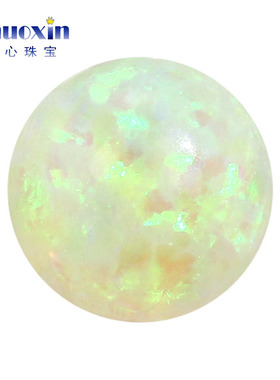 浅果绿色圆形人造欧泊石OPAL 平底蛋面素面欧珀澳宝戒面裸石 OP12