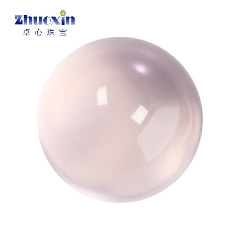 圆形平底素面天然粉水晶裸石 粉晶芙蓉石蛋面戒面纯净 包镶DIY