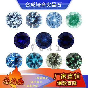 圆形合成尖晶石多色裸石组合 可蜡镶耐高温尖底戒面宝石钻3.25
