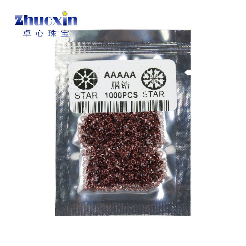 圆形胭锆色锆石裸石碎钻 胭脂色CZ裸钻小规格diy戒指首饰辅石配石