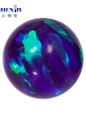 圆珠深紫色欧泊欧珀裸石 光珠无孔球形珠子合成澳宝OP52