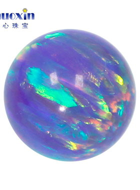 圆珠紫色欧泊欧珀裸石 光珠无孔球形珠子绿变彩合成澳宝 OP40