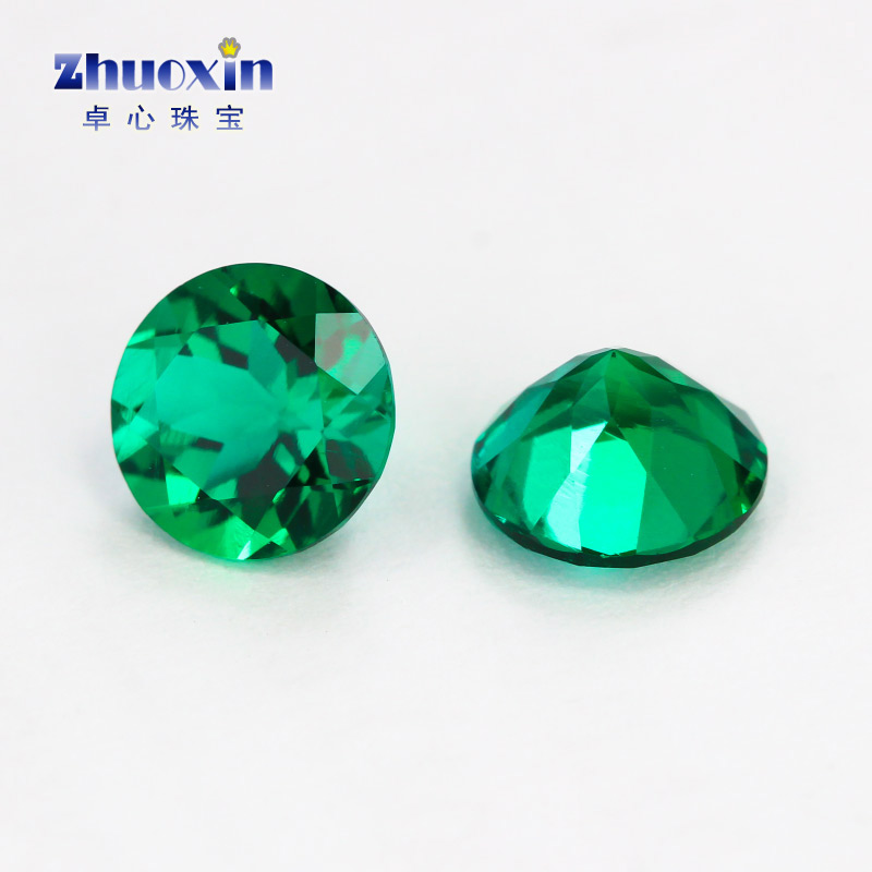 圆形培育赞比亚祖母绿配石小钻裸石 水热法合成彩宝散珠补石宝石