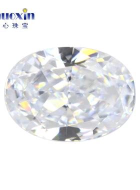 冰花切蛋形锆石合成立方氧化锆裸石 椭圆形白色CZ碎冰切高碳钻