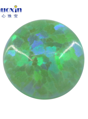 圆形人造欧泊石OPAL 圆形平底素面翠绿色变彩欧珀澳宝裸石 OP11