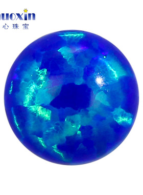 深蓝色变彩圆形人造欧泊OPAL 圆形平底素面蛋面欧珀澳宝裸石OP50