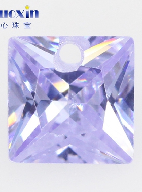 正方直角车花变蓝色锆石单孔裸石