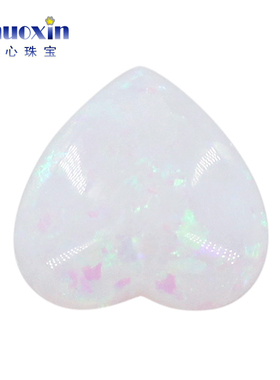 仿白欧泊绿色变彩心形人造欧泊石OPAL 平底素面澳宝桃心镶嵌OP16