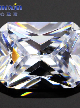 长方形倒角白色锆石裸石戒面 小八角进口CZ宝石透明人造CZ钻石DIY