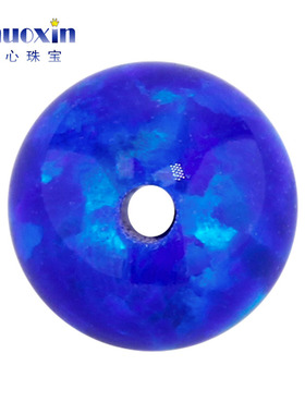 全孔圆珠欧泊欧珀裸石 球形打孔珠子深蓝色人造合成澳宝通孔OP50