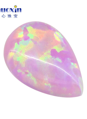 梨形平底素面澳宝戒面裸石OPAL 水滴形粉紫色合成欧泊石宝石OP10