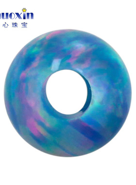 全孔圆珠湖蓝色红炫彩欧泊石欧珀裸石 球形珠子合成澳宝通孔 OP01