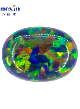 椭圆形欧泊深绿色 蛋形平底素面人造澳宝OPAL宝石镶嵌散珠OP35