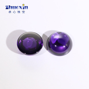 圆形蛋面紫红色锆石戒面裸石 平底素面人造CZ宝石彩色散珠镶耳钉
