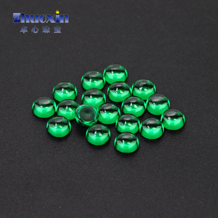 圆形平底素面绿纳米裸石 合成纳米石祖母绿耐高温宝石光面包镶石