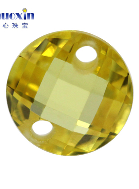 diy金黄色圆形打孔耳环裸石
