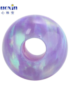 全孔圆珠紫色绿彩欧泊石欧珀裸石 球形珠子合成澳宝通孔OP40