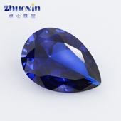 梨形113 蓝尖晶石合成蓝宝石裸石 水滴形人造裸钻吊坠戒面主石diy