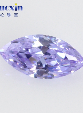 马眼形变蓝色立方氧化锆石裸石 浅紫色微镶戒指仿钻戒托石饰品DIY