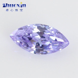 马眼形变蓝色立方氧化锆石裸石 浅紫色微镶戒指仿钻戒托石饰品DIY