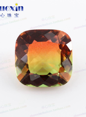 肥正方形西瓜碧玺裸石枕形 合成宝石戒面散珠钻戒主石补钻石BX02