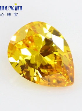 金黄色锆石CZ水滴梨形彩色裸石 微镶美甲仿钻戒指吊坠配石饰品DIY