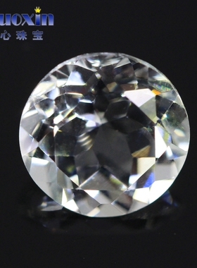 天然圆形白黄玉白托帕石裸石戒面 主钻戒指宝石DIY主石饰品5~12mm