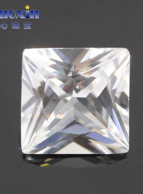 正方直角12#白刚玉戒面裸石 合成白宝石公主方透明色白蓝宝饰品