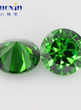 圆形祖母绿色锆石宝石裸石小碎钻 绿锆CZ宝石配饰首饰0.8~3mm DIY